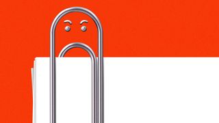 Illustration of a paper clip making an angry expression 